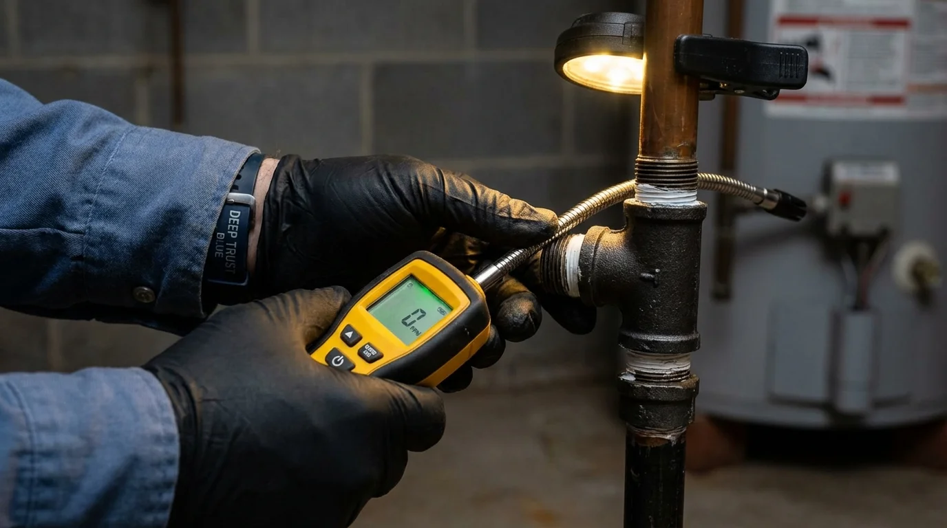 Gas leak detection with electronic sniffer by Johns Plumbing LLC in New Glarus