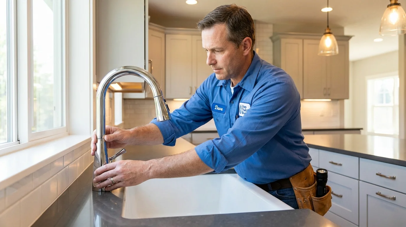 Kitchen faucet installation by Johns Plumbing LLC in New Glarus